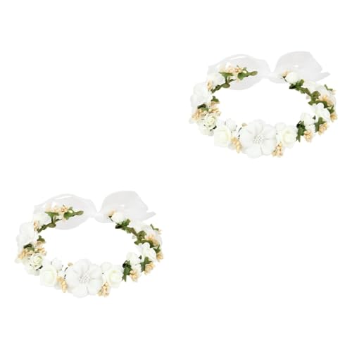 2st Blumengirlande Hochzeitstortenaufsätze Haarband Hochzeitsaccessoire Tiara Für Die Hochzeit Der Braut -haargummis GALPADA von GALPADA