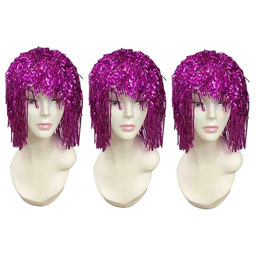 GALPADA 3stücke Glitzernde Tinsel Perücke Für Kostümpartys Funkelnde Folienperücke Für Karneval Halloween Und Maskenbälle Für Kreative Kostümlooks Und Team-events von GALPADA