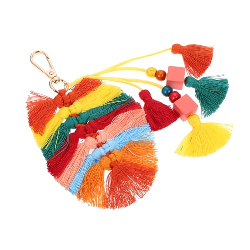 GALPADA 4 Stück Schlüsselanhänger Mit Quaste Rustikaler Schlüsselanhänger Böhmisches Boho-Dekorationen Regenbogen-schlüsselanhänger Taschenanhänger Makramee Baumwollfaden Colorful von GALPADA
