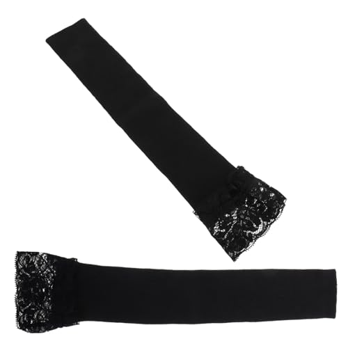 GALPADA Lange Spitzen-armstulpen Für Damen Schwarze Fingerlose Handschuhe -armwärmer Mit Daumenloch Wintermode-accessoire von GALPADA
