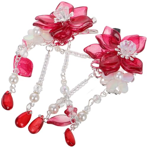 GALPADA 1 Paar Blumen Haarspangen Chinesischer Stil Quaste Haar Clips Haarschmuck für Kinder Hanfu Kopfschmuck Dekorative Haaraccessoires von GALPADA