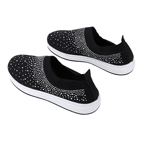 GALPADA Lauflernschuhe 1 Paar Damen Strass Turnschuhe Atmungsaktiv Turnschuhe Sportschuhe Damen Turnschuhe Gestrickte Sportlaufschuhe Jogging-Walking-Schuhe Tennis Lässige Schuhe Fräulein von GALPADA