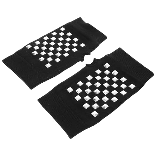 GALPADA Gestrickte Fingerlose Handschuhe Für Damen Halbfinger-fäustlinge Mit Nietendesign Stylische Handschuhe Für Schüler Touchscreen-gothic-modehandschuhe von GALPADA