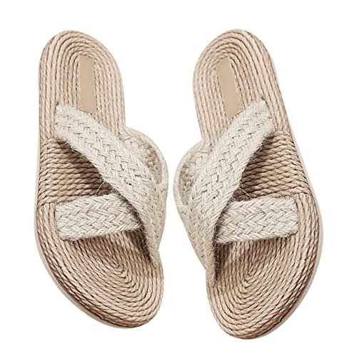 GALPADA 1 Paar Hanfseil Day Mover Rutschfeste Flip-flops Nicht-flip-flops Flache Sandale Geflochtene Sandale Tatami-hausschuhe Japanische Hausschuhe Prise Sandalen Gummi Strand von GALPADA