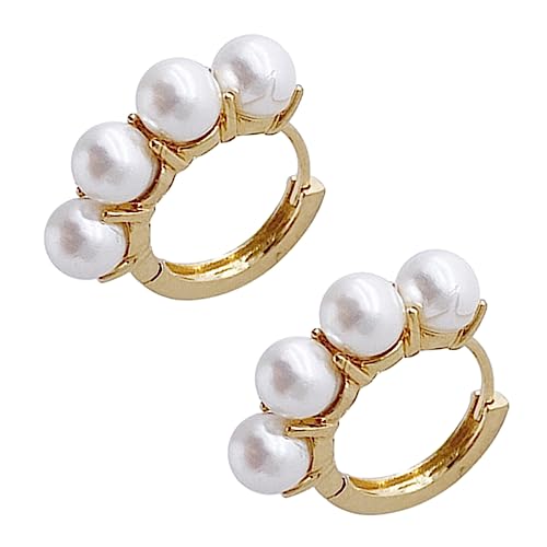 GALPADA 1 Paar Perlenohrringe Piercing-Ohrringe Creolen mit Manschetten winzige Creolen Schmuck kolczyki damskie mother's day klappcreolen Ohrkreise Ohrringe aus Kunststoff von GALPADA