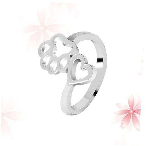 GALPADA 1 Paar Ring mit Hundekrallenmuster damenringe damenschmuck valentingsgeschenke thering juweli Silberner Bandring offener Fingerring exquisiter Mädchenring Frauenringe Liebe Zubehör von GALPADA