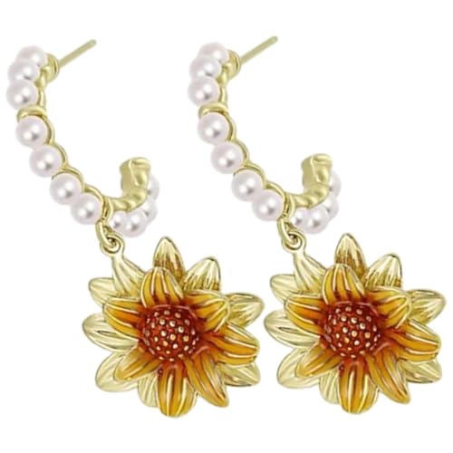 GALPADA 1 Paar Sonnenblumen-Ohrringe Perlenohrringe sonnenblumen ohrringe Perlenohrstecker Ohrringe zur Hochzeit Sonnenblumengeschenke für die Frau Valentinstag-Ohrringe die Blumen Zubehör von GALPADA