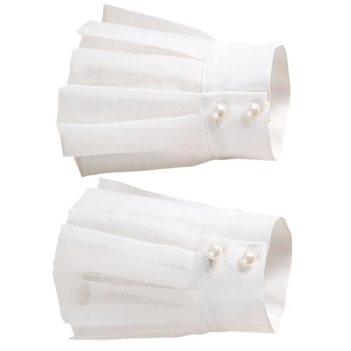 GALPADA 1 Paar Spitze Ausgestellte Manschetten Manschetten Für Damen Handgelenk Pirat Kostümzubehör Damen Stretch Armbänder Weißer Chiffon von GALPADA