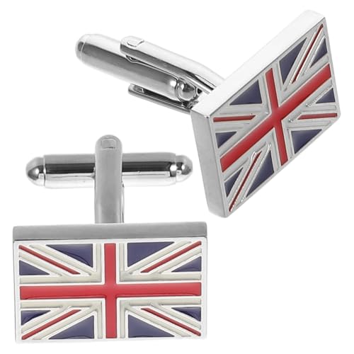 GALPADA 1 Paar Union Jack-manschettenknöpfe Messing von GALPADA