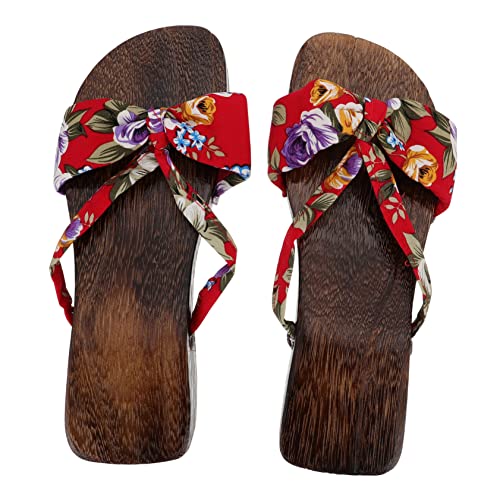 GALPADA 1 Paar Verstopft Badesandalen Japanische Clogs Frauen Anti-rutsch-Clogs Gartenarbeit Cosplay Geta Holzschuhe Sandalen Wolkenrutschen Turnschuhe Sommer Fitness Diashow Sohle: Gummi von GALPADA