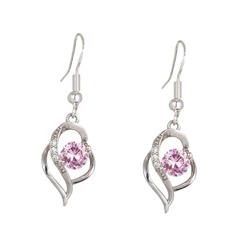 GALPADA 1 Paar silberner Ohrring Diamant-Ohrringe Hochzeitsohrringe Sterling Frauenohrring Mode silberne Ohrtropfen Ohrentropfen für Frauen Schmuck Anhänger Silberne Ohrringe Fräulein Rosa von GALPADA