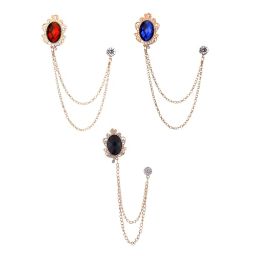 GALPADA Mode Herren Anzug Revers Edelstein Kragen Kette Brosche Set Stilvolle Krawattennadel von GALPADA