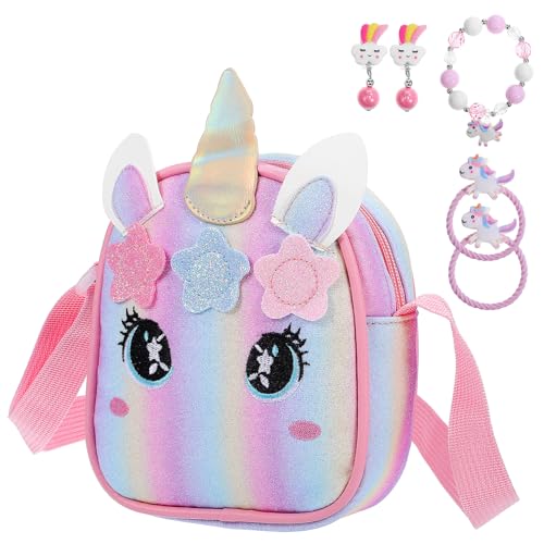 GALPADA 1 Satz Einhorn-Regenbogen-Tasche Einhorn-Armband Süße Umhängetasche Einhorn-Tasche Mädchenschmuck Lippenstift Tasche Geschenke Für Mädchen Schmücken Kind Plastik Kleine Veränderung von GALPADA