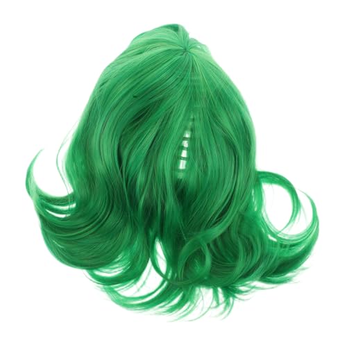 GALPADA Kurzhaar Perücke Grün Bob Stil Für Kostüm Party Cosplay Haarperücken Mit Schal Für Maskerade Farbige Perücken Kopfschmuck von GALPADA