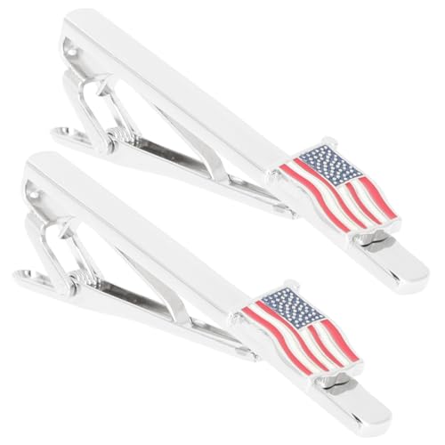 GALPADA Krawattenklammern Für Herren 2er-set Krawatte Mit Amerikanischer Flagge Polierter Krawattenverschluss Aus Metall Für Formelle Anlässe von GALPADA