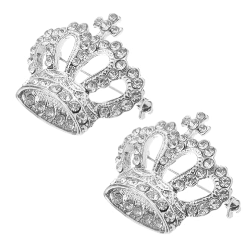 GALPADA 1 Satz Kronenzirkonbrosche Schal Brosche Strass-brosche Kronenbrosche Damen Brosche Dekorative Stifte Korsage Brosche Tiara-krone-brosche Kleid Brosche Legierung Silver 2 Stück von GALPADA