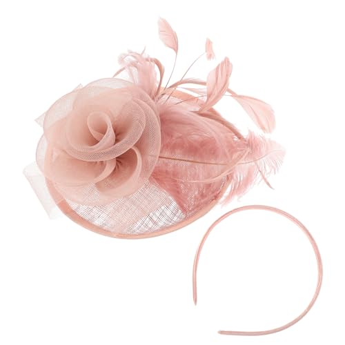 GALPADA 1satz Fascinators Haarschmuck Mit Federn Und Netz Für Damen Eleganter Kopfputz Für Hochzeiten Teepartys Und Kirchenveranstaltungen Schickes Haar-accessoire Nude von GALPADA