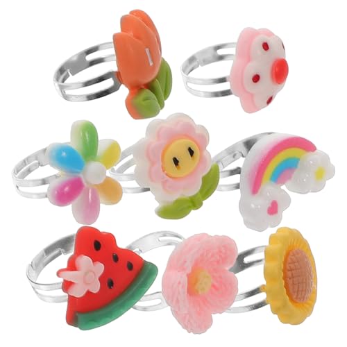 GALPADA 1 Schachtel Verstellbare Kinderringe Cartoon aus Robustem Legierungs und Silikonmaterial Leichte Fingerringe für Mädchen Geburtstag Party Mitgebsel Süßes Schmuckaccessoire für von GALPADA