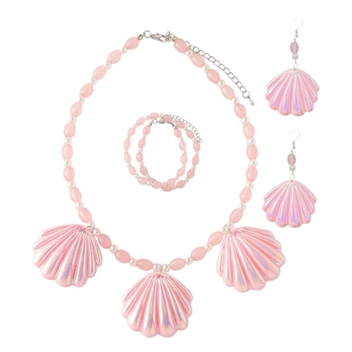 GALPADA 1 Set Rosafarbenes Schmuckset Strandschmuck Für Damen Muschelarmband Muschelohrringe Für Damen Muschelohrringe Damenschmuck Damenarmband Rosafarbener Schmuck Für Damen von GALPADA