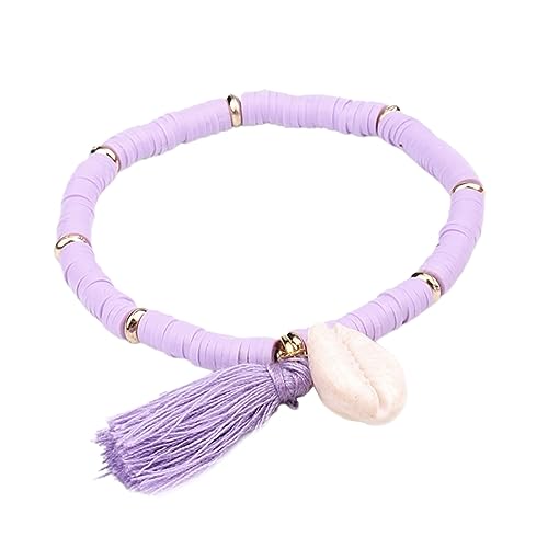 GALPADA 1 Stk Vielseitiges Armband aus Armreifen aus Heishi-Perlen-Armband damenschmuck frauenschmuck ethnischer Schmuck frauen schmuck Quaste Knoten Polymer-Ton Violett von GALPADA