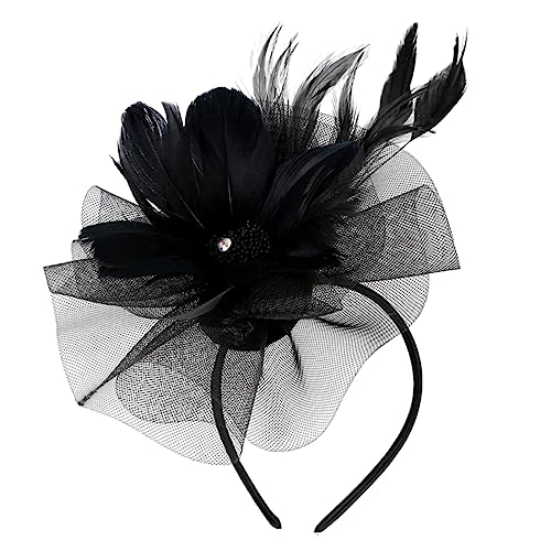 GALPADA 1 Stück Netz Feder Haarschmuck Kopfbedeckung Hochzeit Braut- Haarschmuck Für Frauen Eleganter Kopfschmuck Party Eleganter Federschmuck Haarzubehör Schwarz Künstliche Feder von GALPADA