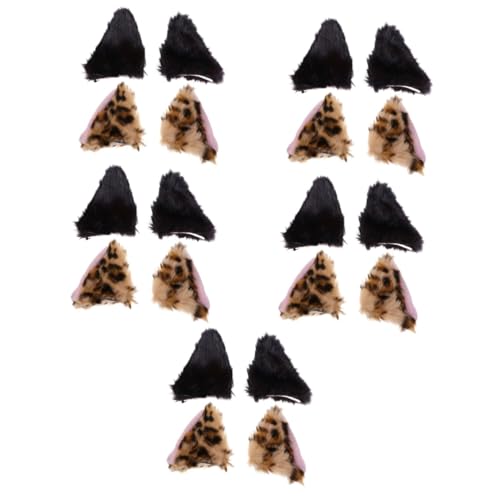 GALPADA 10paare Katzenohren Haarspangen Plüschige Ohren Haarschmuck Für Cosplay Tierpartys Teiliges Und Leopardenmuster Haaraccessoires Für Mädchen Und Frauen von GALPADA