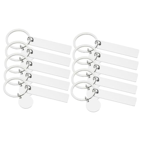 GALPADA 10 STK Etiketten Schlüsselringe Schlüsselanhänger Gravierbare Stempelanhänger DIY Carving Tags Machen DIY Schlüsselbund Versorgung Leere Ketten Silver Rostfreier Stahl von GALPADA