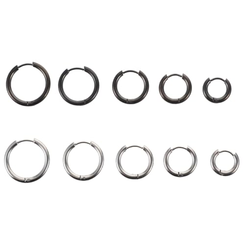 GALPADA 10 Stück Teiliges Creolen Damen Ohrringe aus Langlebigem Titanstahl Minimalistisches Design Hautfreundlich Vielseitig Kombinierbar Klassische Modeschmuck Hoops für Alltag und von GALPADA