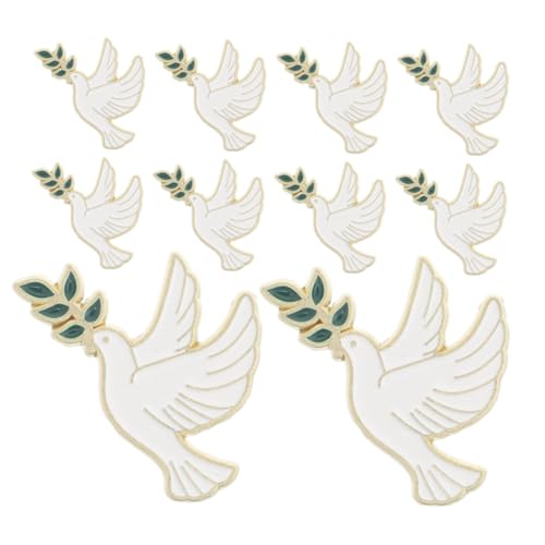 GALPADA 10 Stück Teiliges Damen Broschen Peace Dove Anstecker mit Olivenzweig Modische Vogel Anstecknadeln aus Metall für Jacken Pullover Schals Dezente Symbolische Friedensbroschen von GALPADA