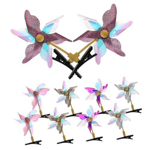 GALPADA 10 Stück Teiliges Glitzer Windmühlen Haarspangen für Mädchen Drehbare Bunte Haarklammern Süßer Haarschmuck für Alltag und Besondere Anlässe Vielseitig und Rutschfest von GALPADA