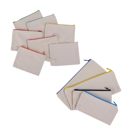 GALPADA 10 Stück Teiliges Große Kapazität Baumwoll Canvas Zipper Mäppchen Langlebige Kosmetiktasche und Federmäppchen Leichter Reißverschluss Waschbar für Schule Reisen Zufällige Farbe von GALPADA