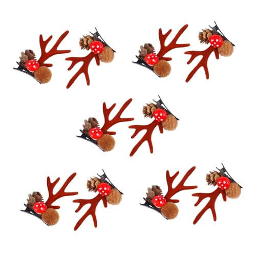 GALPADA 10 Stück Teiliges Weihnachts Haarschmuck mit Süßen Rentiergeweih Haarspangen Niedliche Elch Horn Clips Festlicher Kopfschmuck für Mädchen für Weihnachtsfeiern und Kostümpartys von GALPADA