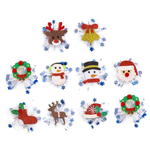 GALPADA 10 Stück Teiliges Weihnachts Haarspangen aus Robustem und Vliesstoff Leichte Schonende Haarclips mit Xmas Vielseitig für Kinderparty und Festliche Frisuren Geeignet von GALPADA