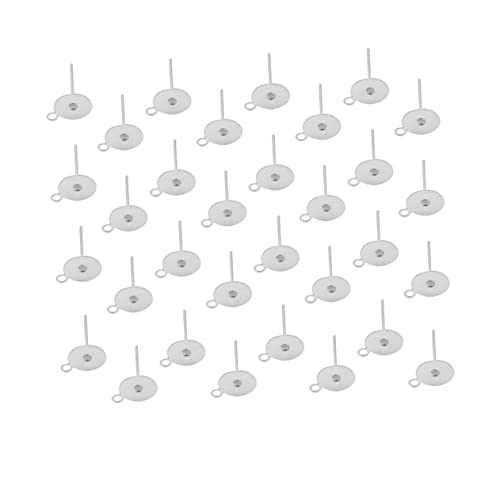 GALPADA 100 Stück Ohrstecker Rohlinge mit Schlaufe Flacher Runder Basis Langer Pin Post Schmuckzubehör für DIY Ohrringe Leicht Vielseitig zum Anhängen von Charms und Ketten von GALPADA