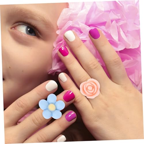 GALPADA 100 Stück Teiliges Verstellbare Kinderringe aus Kunststoff mit Blumen design Bunte Modeschmuck ringe für Mädchen Ab Jahren als Geburtstagsgeschenk und Party dekoration von GALPADA