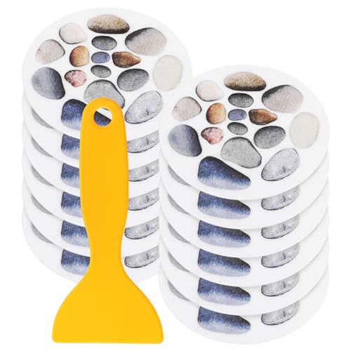 GALPADA Rutschfeste Badewannenaufkleber 12 Stück Runde Sticker für Badewanne und Dusche Selbstklebend 15cm Durchmesser in Steinoptik für Sichere Nutzung im Badezimmer von GALPADA