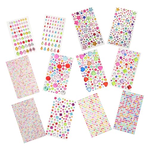 GALPADA 12 Blätter Strass-aufkleber in Tropfenform Mit Flacher Rückseite Edelstein-aufkleberbögen Glitzer-strass-aufkleber Für Diy Kostüm Party Und Nageldekoration Acryl-juwelen in von GALPADA