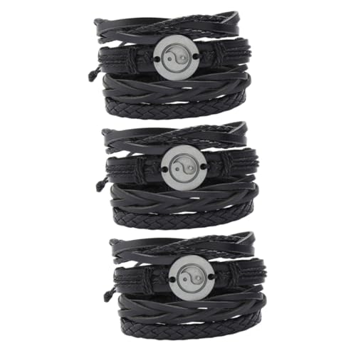 GALPADA 12 Stk Lederarmband bracelet set lederarmbänder herren armbänder Männergeschenk Armreif Armband für Männer herren armband gewebtes Armband Weben Perlen Kombination einstellen Mann von GALPADA