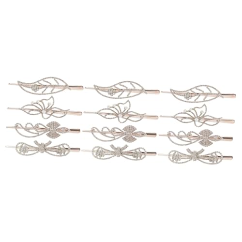 GALPADA 12 Stk Strass- Haarspange Haarschmuck für Frauen Clips haarspange für sehr dickes haar Haarspange in Silberfarbe Haarklammer Haarspangen Blumen-Haar-Dekor Krokodilklemmen von GALPADA