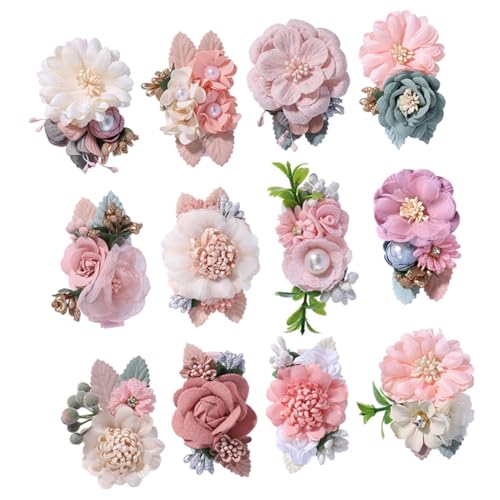 GALPADA 12 Stück Teiliges Blumen Haarklammern mit Perlen Haarschmuck Clips für Mädchen und Braut Natürlicher Look Vielseitig Tragbar Geeignet für Teenager Blumenmädchen und Hochzeiten von GALPADA