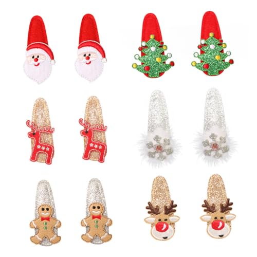 GALPADA 12 Stück Teiliges Haarspangen Weihnachten Glitter Haarnadeln Rentier Santa Bunte Haarklammern für Mädchen Stabile Glitzernde Weihnachts Haarschmuck für Party von GALPADA