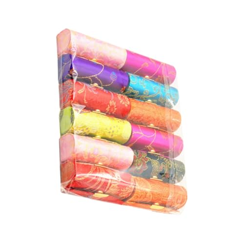 GALPADA 12 Stück Teiliges Lippenstift etui mit Besticktem Seidenstoff Tragbare Lippenstift aufbewahrungsboxen mit Spiegel Kratzfest und Langlebig Geeignet für Frauen und Tägliche von GALPADA