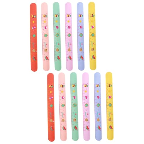 GALPADA 12 Stück Teiliges Silikon-schnapparmband mit Lustigen Cartoon-motiven Elastisch Hautfreundlich Abrieb Hitzebeständig für Kindergeburtstage und Alltag in Gelb Rot Violett Grün Blau von GALPADA