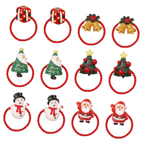GALPADA 12 Stück Teiliges Weihnachts Haargummis für Damen Elastische Haargummis Ponytail Halter Bequemes Langlebiges Haarband Leicht Tragbar Festhaltend für Pferdeschwanz und Dutt von GALPADA