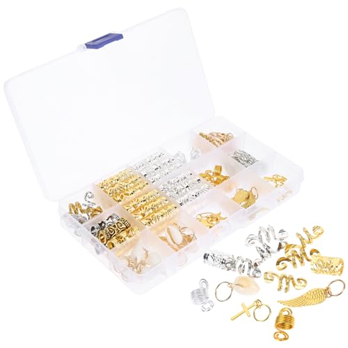 GALPADA 159 Stück Teiliges Haarschmuck für Dreadlocks und Zöpfe Metallische Haarclips Ringe und Anhänger für Kreative Frisuren und Besondere Anlässe von GALPADA