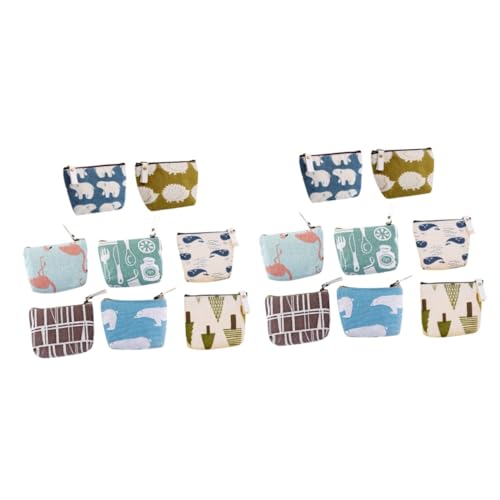 GALPADA 16stücke Teiliges Cartoon Schlüssel Und Münzgeldbörse Aus Canvas Mit Reißverschluss Für Mädchen Und Frauen Lustige Designs Zufälligen Mustern Für Alltag Und Reisen von GALPADA