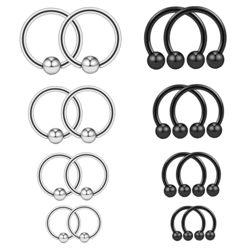 GALPADA 16 Stück Teiliges Nasenring und Piercing Set aus Edelstahl Vielseitig für Augenbraue Nase Lippen Langlebige und Modische Schmuckstücke für Damen und Herren von GALPADA