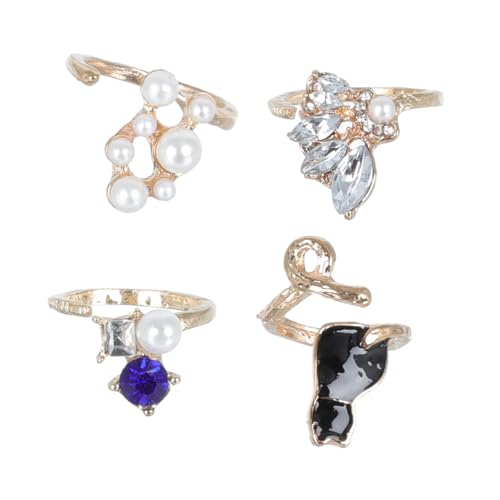 GALPADA 16 Stück Teiliges Verstellbares Ring Set Damen Stilvolle Perlen und Fingerring Kombination Eleganter Schmuck für Party Hochzeit Alltag Modisches Accessoire für Frauen von GALPADA