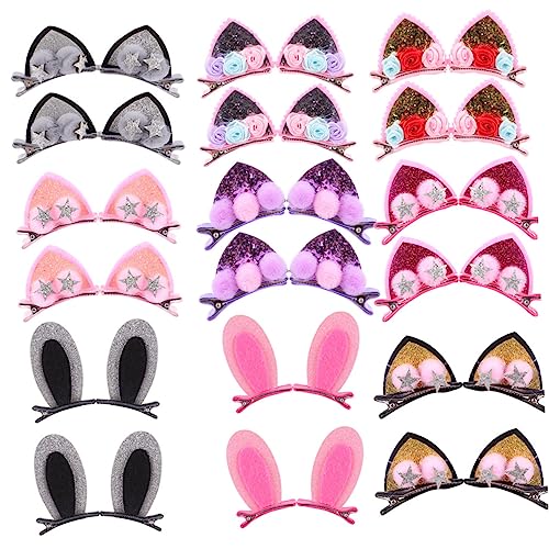GALPADA 18 Stück Kaninchen Ohr Haarnadeln Kinderkopfschmuck Hasenohr Haarschnallen Für Mädchen Glitzer Haarspangen Für Kostümfeste Und Alltagskleidung von GALPADA