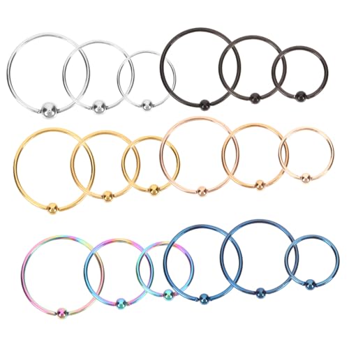GALPADA 18 Stück Teiliges Nasenpiercing aus Hochwertigem Edelstahl Langlebige und Hautfreundliche Nasenringe in Silber Gold Schwarz Roségold und Blau Verschiedene für Damen und Herren von GALPADA